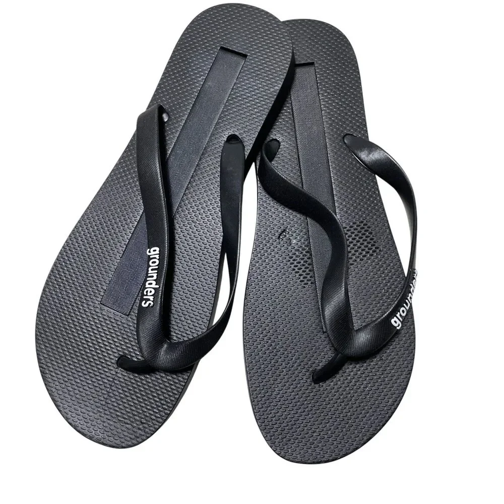 Earthing Grounders  Black Grounding Flip Flops  Sandals Men's  Size  12 NEW‎